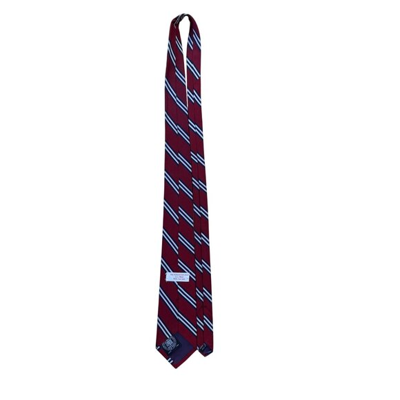 The Burlington Knot By J. Press Red & Navy Stripes 100% Silk Tie Classic Design - Picture 6 of 8